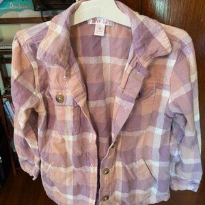 Japna Girls pink and purple plaid button-up shirt size 8
